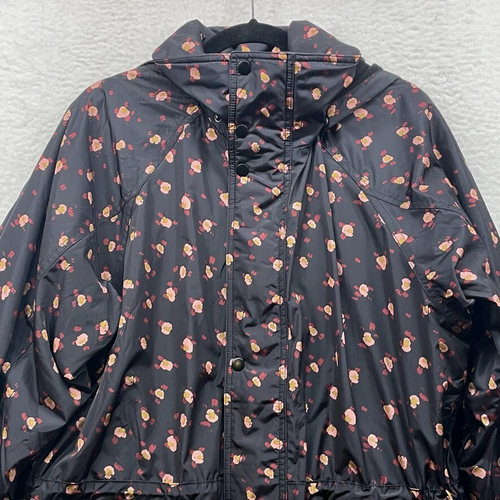 Cabi Jacket Womens Medium Black Rainy Day Jacket Flower Burst Hooded Zip 4115 - Picture 4 of 15