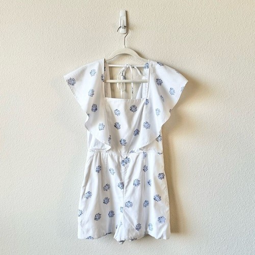Club Monaco Darminda Blumen Rüschen Strampler in Weiß Blau Größe 6 - Bild 3 von 10