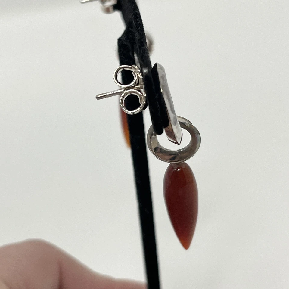 ANN KING 925 Cornalina Esterlina Preciosos Luna Piedras Preciosas Lágrima Pendientes Gota 925 Foto 4 de 4