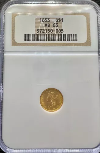 1853 $1 Gold Liberty Head NGC MS63