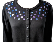 Christopher Banks Cardigan Sweater Women's M 100 Cotton Embroidered Polka Dot