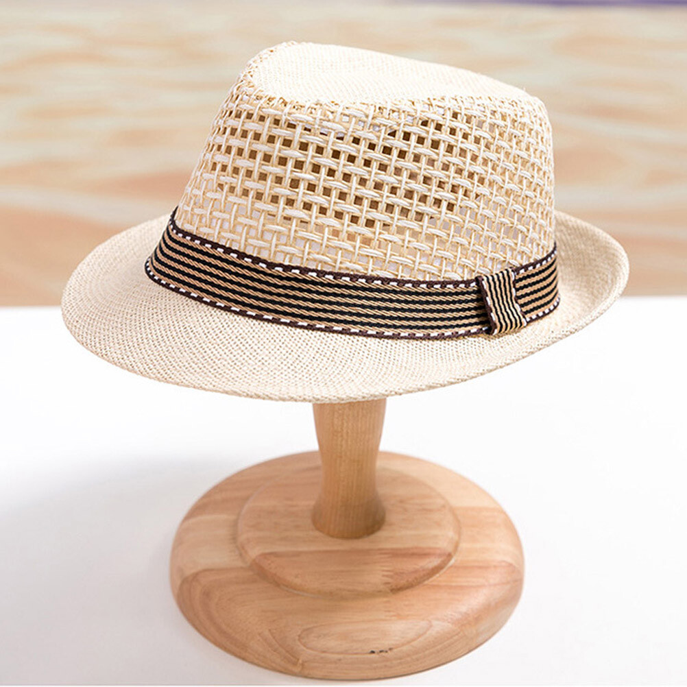 Chapeau Fedora/Trilby Blanc Enfant/Jeune D&Y - Bord Cyan - Taille Unique - Occasion Bon État