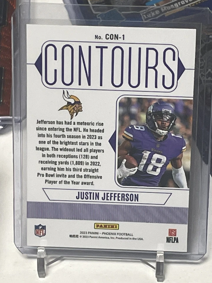 2023 Panini Phoenix Justin Jefferson Contours Silver Prizm #CON-1 Vikings!! - Image 2 of 2
