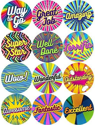 14400 Reward and Incentive Stickers | 0.75'' round with 12 Different Unique Desig