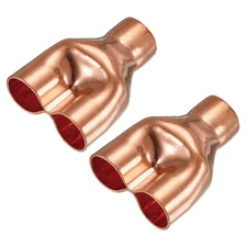 2 x Tee Y Type Copper Fitting Welding Joint Split Union Intersection 3/4 Inch ID