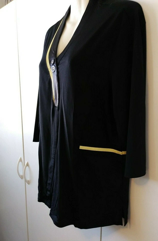 CAMISA TOP DE GOLF JAMIE SADOCK NEGRA AMARILLA RIBETE MANGA 3/4 A PRESIÓN PARCIAL TALLA XL Foto 2 de 4