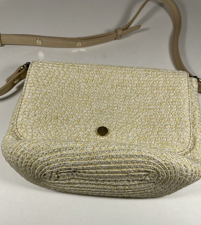 Talbots Women's Paper Straw Crossbody Bag Pockets Strap Purse Accessory