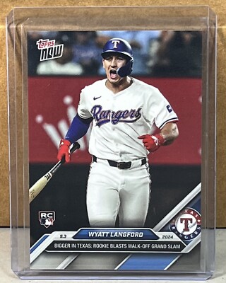 2024 TOPPS NOW #640 WYATT LANGFORD TEXAS RANGERS ROOKIE walk-off grand ...