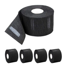 Disposable Paper Barber Neck Strips - 5 Rolls 500 Strips Black Professional Stre
