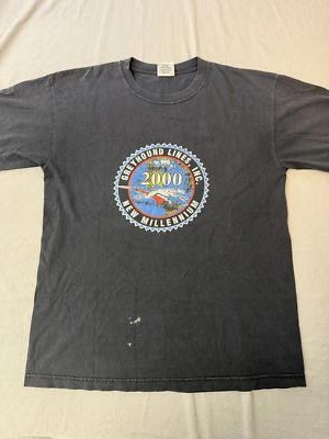 VTG Greyhound Lines Buse T-shirt 2000 New Millennium- L