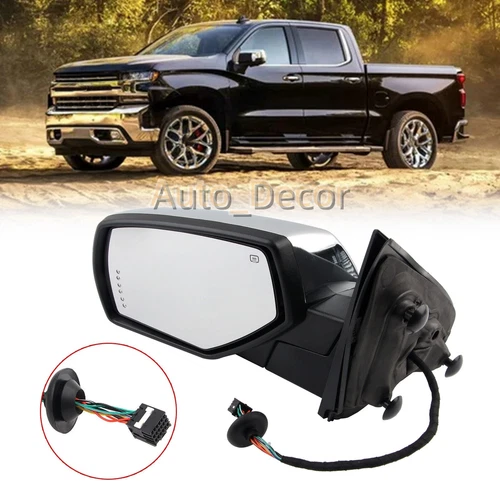 Mirror Power Folding Heated Memory Signal Chrome LH For  2014 15-2018 GM Pickup