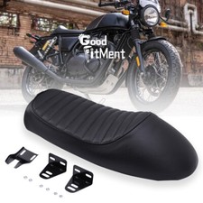 Vintage Black Motorcycle Cafe Racer Seat Hump Brat Saddle For Continental GT