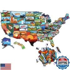 Xuhal 50 Pcs United States Map Fridge Magnets USA Souvenirs Us Individual Sta