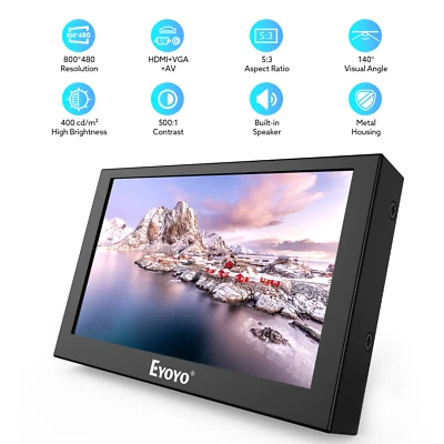 EYOYO Mini monitor HDMI portátil de 5 pulgadas pantalla de visualización multipuerto VGA/AV/BNC para juegos
