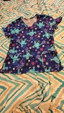 Sesame Street Size Medium Cookie Monster Snowflake Winter Scrub Top Medical