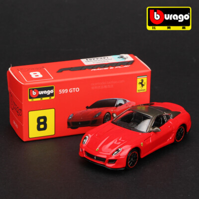New Bburago 1:64 Ferrari 599 GTO Red Race & Play Diecast Metal