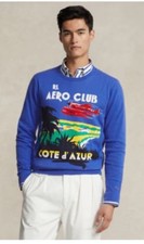 Polo Ralph Lauren Cotton Graphic Sweater Blue Multi Combo Small NWT BK1200