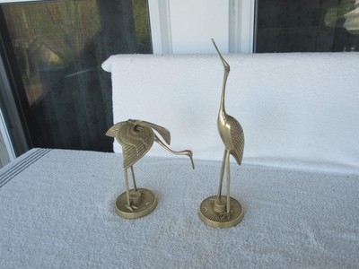 S3T OF 2~~Vintage Solid Brass Crane / Stork Birds ~~~CLEAN!!