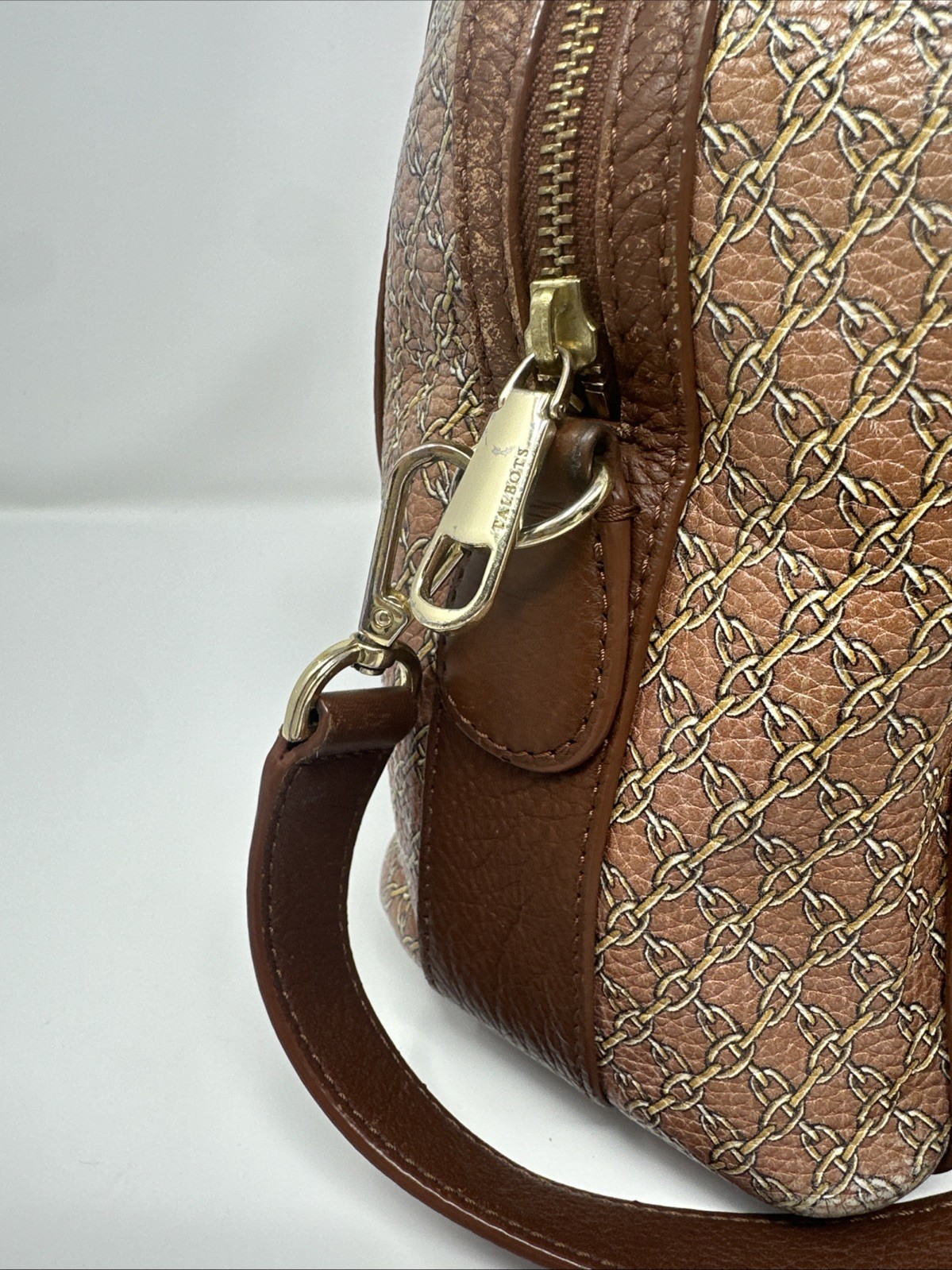 Leather TALBOTS Chain Link Pattern Crossbody Purs… - image 4