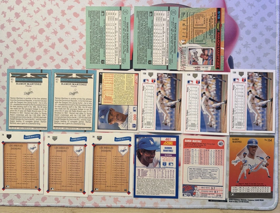 Lote (15) tarjetas de Ramón Martínez de los Dodgers de Los Ángeles Foto 2 de 2