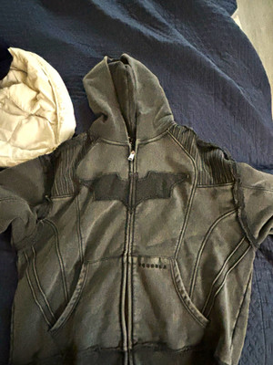 YoungLA Batman Full Zip Hooded Hoodie w/ Pockets Gray Men's XL