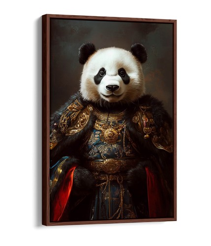 PANDA IN ABBIGLIAMENTO REALE - STAMPA ARTE DA PARETE SU TELA CON CORNICE EFFETTO GALLEGGIANTE - Foto 2 di 12