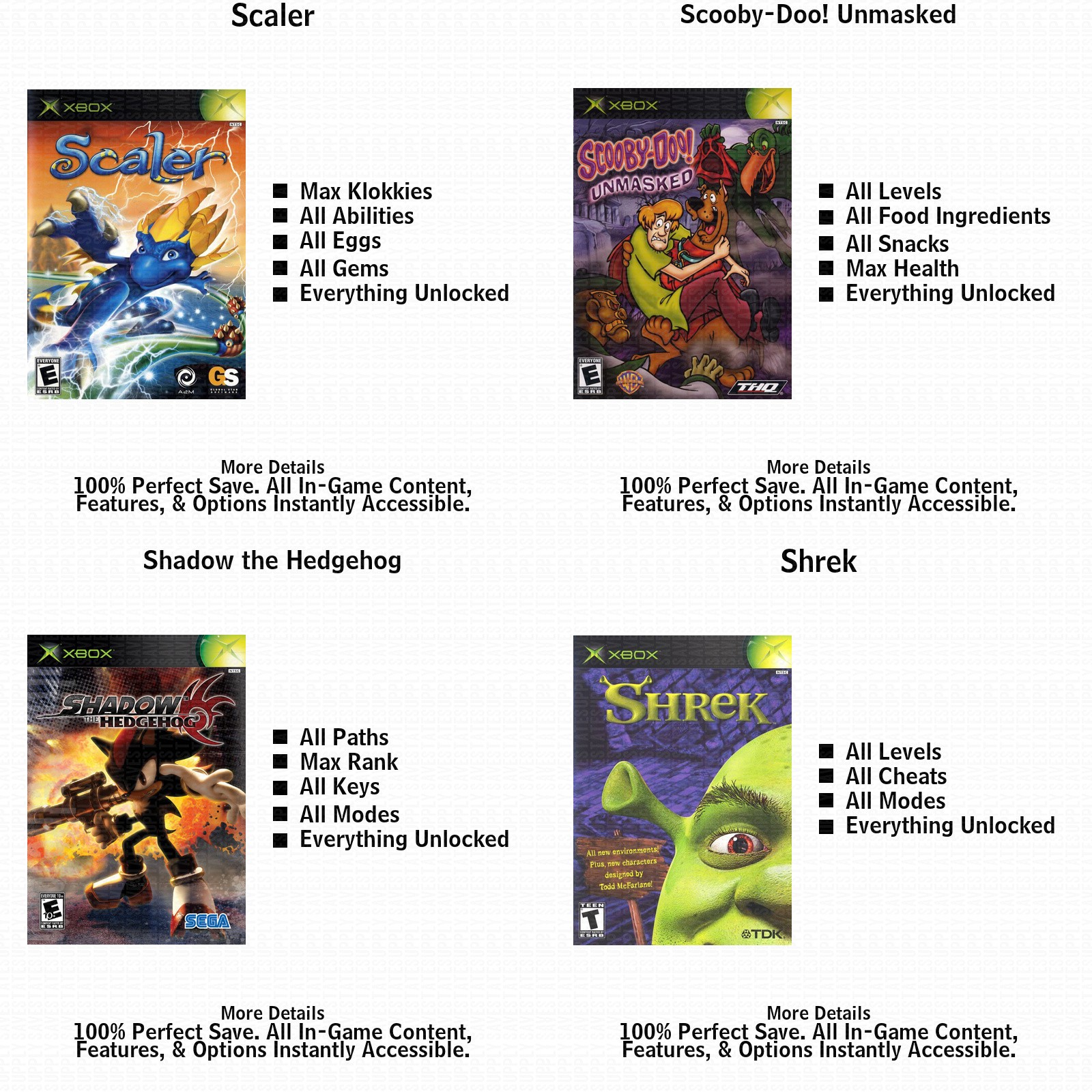 Shadow the Hedgehog 100% Unlocked Xbox USB Saves