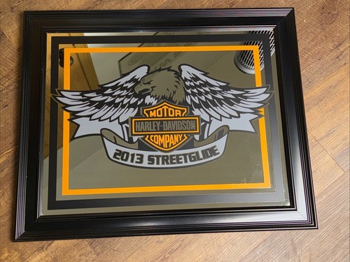 EUC Harley-Davidson 2013 Streetglide 🦅 Wall Mirror Sign Black Frame 23.5”x19”