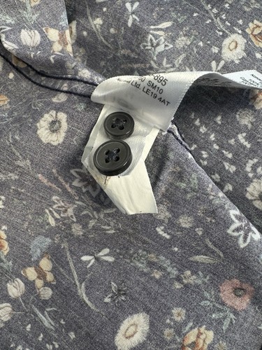 Next Mens Long Sleeved Floral Shirt Size Medium Slim Fit Cotton Blue - Picture 12 of 12
