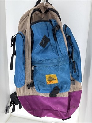 Kelty Backpack Vintage 90's  Purple Blue Hiking Ridgid 22''