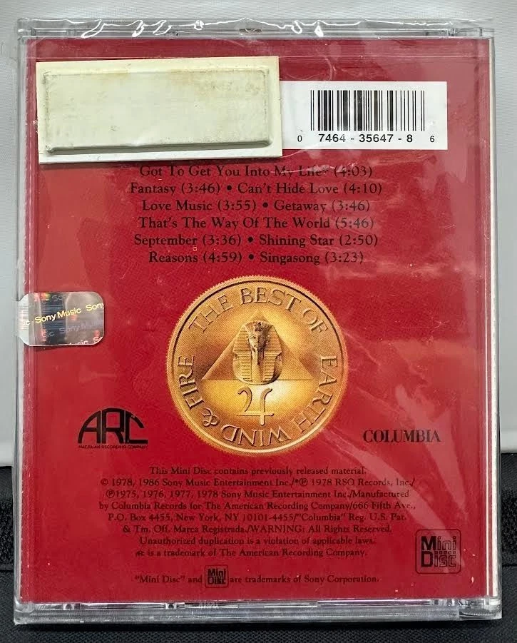 "The Best Of Earth, Wind & Fire Vol 1" US Sony Columbia CM 35647 MiniDisc SEALED - Image 2 of 3