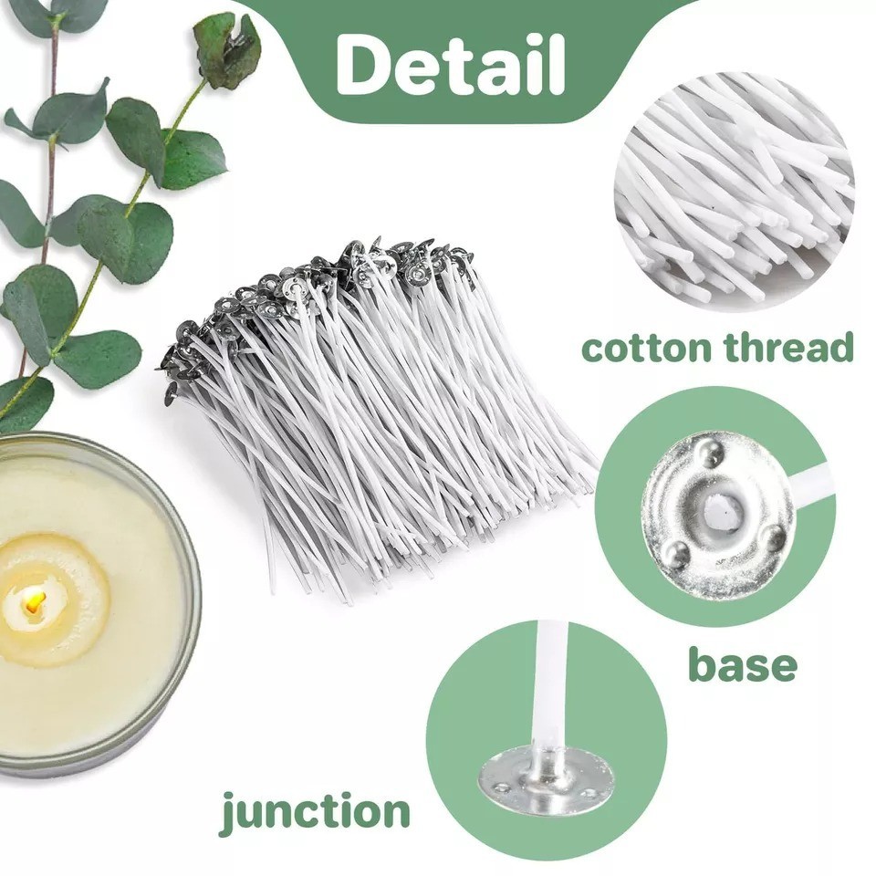100PCS Candle Wicks 6 Inch Cotton Core Candle Making Supplies Pre Tabbed New