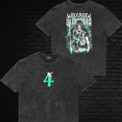 Ulquiorra Cifer Espada 4 Hollow Mask Acid Wash T-Shirt Graphic Tee Mens Unisex