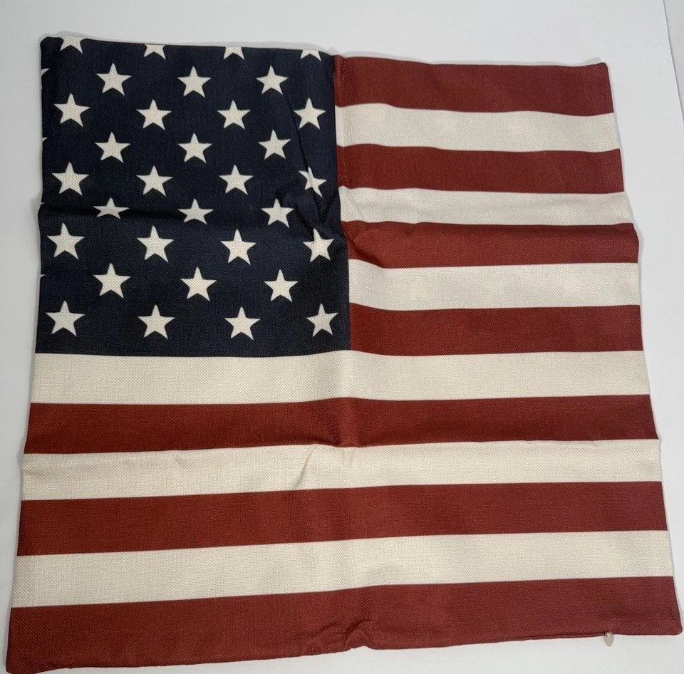 Funda de Almohada Bandera de Estados Unidos - 17x17 Pulgadas - Funda de Cojín Patriótica con Cremallera  Foto 3 de 4