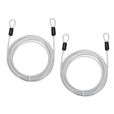 2pcs 5/32'' Dia 9.8ft Security Cable Lock Vinyl Coated Steel with Loops Clear