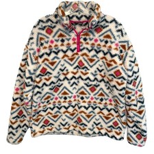 Eddie Bauer Aztec Fleece 1/4 Zip Pullover Sweatshirt Womens Large Multicolor