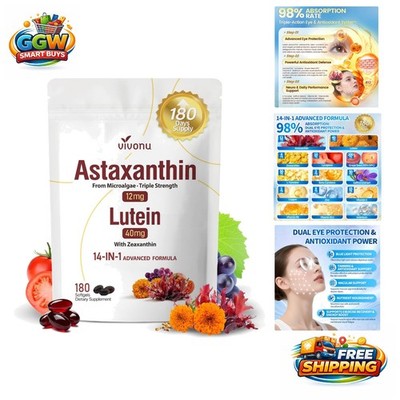 Antioxidant Softgels - Lutein 40mg & Astaxanthin for Daily Vitality