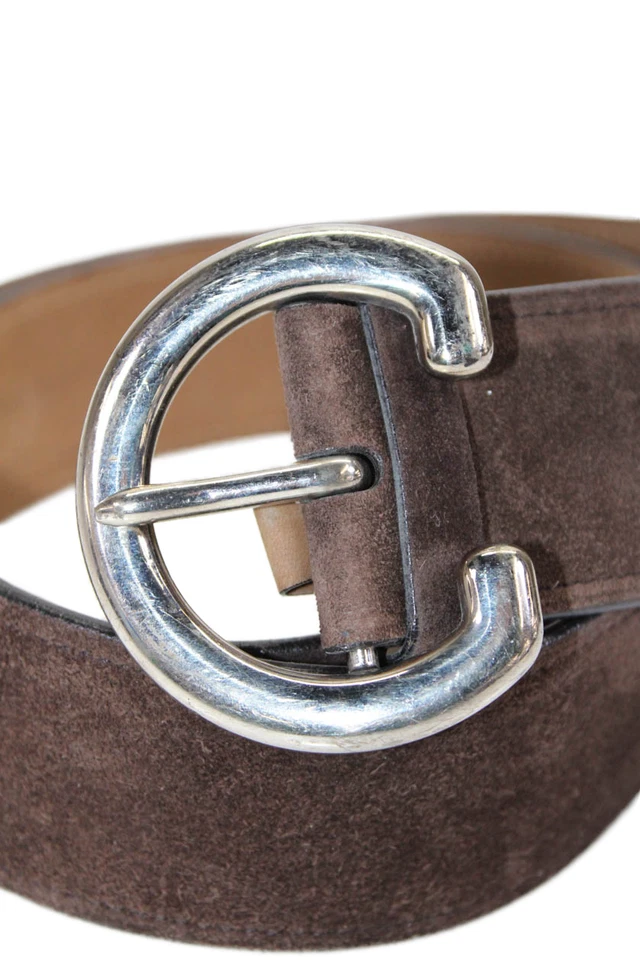 Cinturón de cintura Prada para mujer de gamuza con hebilla circular marrón talla 36/98 Foto 2 de 4