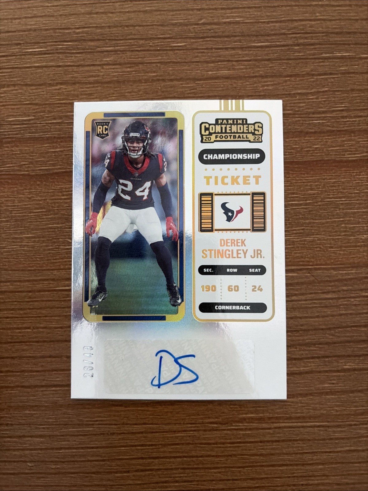2022 Contenders - DEREK STINGLEY JR - Championship Ticket /49 - Rookie RC Auto
