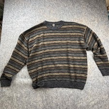 Dockers Sweater Mens XXL Charcoal Striped Textured Knit Crewneck Relaxed Fit
