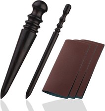 5 PCS Leather Edge Burnisher with Wood Edge Slicker and Grinding Sand Leather Po