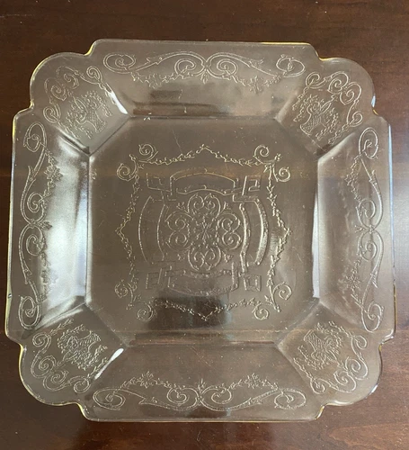 Indiana Glass Lorain Basket 7 3/4 Square Salad Plate Yellow Depression Glass