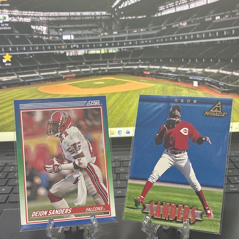 Score/Pinnacle Deion Sanders Falcons/Reds 1990 2-Card Lot #95 #125