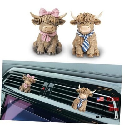 3D 2pcs Resin Highland Cow Car Air Freshener Vent Clips - 04. Cow Couple