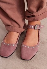 Free People Mystic Mary Jane Flats in Mauve Suede Size 7.5