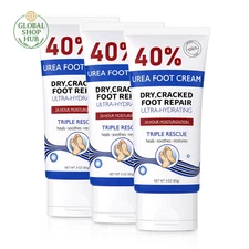 Urea Cream 40 Percent Tube 3 Oz, Urea Foot & Hand Cream for Dry Cracked, 40 per