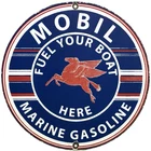 VINTAGE MOBILGAS MARINE PORCELAIN SIGN DEALERSHIP GAS STATION MOBIL MOTOR OIL
