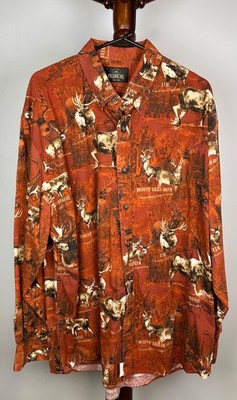 Redhead Shirt Mens XL  Red Long Sleeve Button Up All Over Deer Hunting Adult