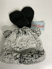 Cat Jack Baby Faux Shearling Hat and Mitten Set - Gray - Size Newborn