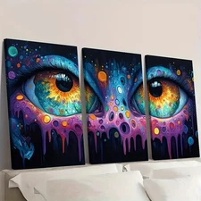 3pcs Psychedelic Painting Multicolor Extra WE   Wall Art Canvas Framed 50x70cm